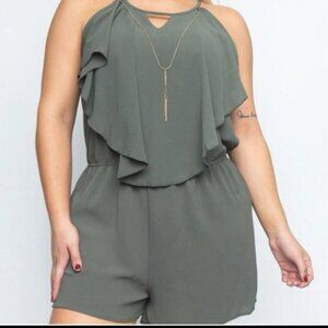 Olive Ruffled Plus Size Romper